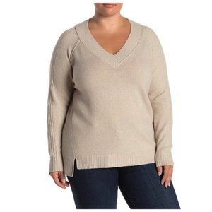 NEW Susina Nordstrom Beige V-neck Cozy Sweater 3X